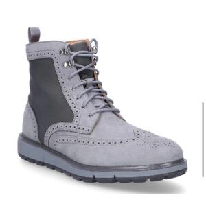 Gray and Black Men's Wingtip Boots
